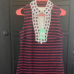 Sail to Sable Navy and Red Striped Women’s Dress size small Nwt